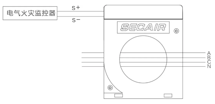 J-SCM41(160)剩余電流式<a href=http://www.henanyikao.cn/dianqihuozai/ target=_blank class=infotextkey>電氣火災(zāi)監(jiān)控</a>探測(cè)器接線圖